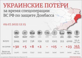 Потери Украины по данным Российской стороны.